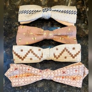 Set of 4 Funky Vintage Patterned Clip On Bowties
